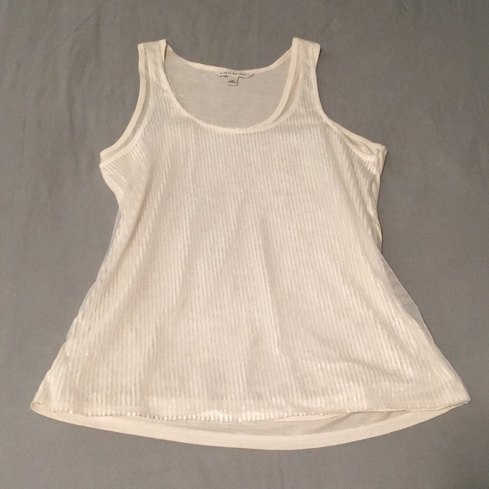 Off white sparkle sleeveless tank top